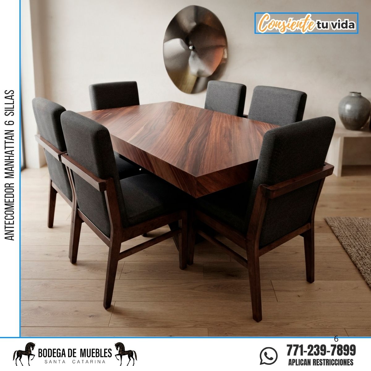 ANTECOMEDOR MANHATTAN 6 SILLAS