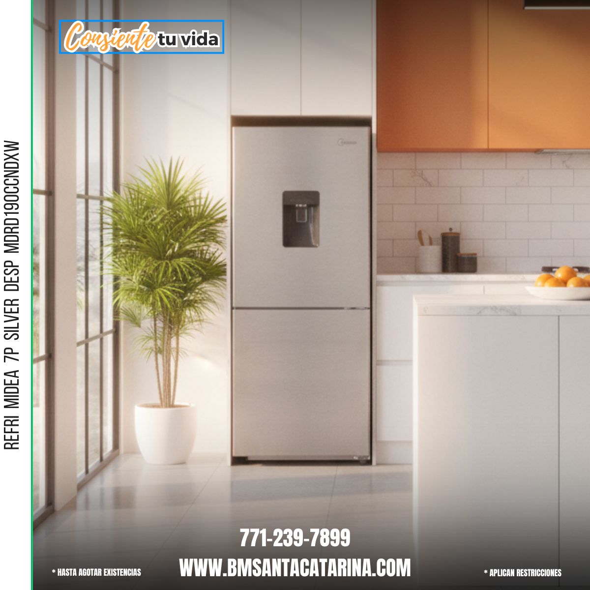 REFRI  MIDEA  7P  SILVER  DESP  MDRD190CCNDXW