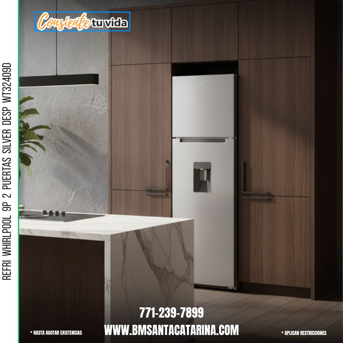 REFRI  WHIRLPOOL  9P  2  PuerTAS  SILVER  DESP  WT32409D